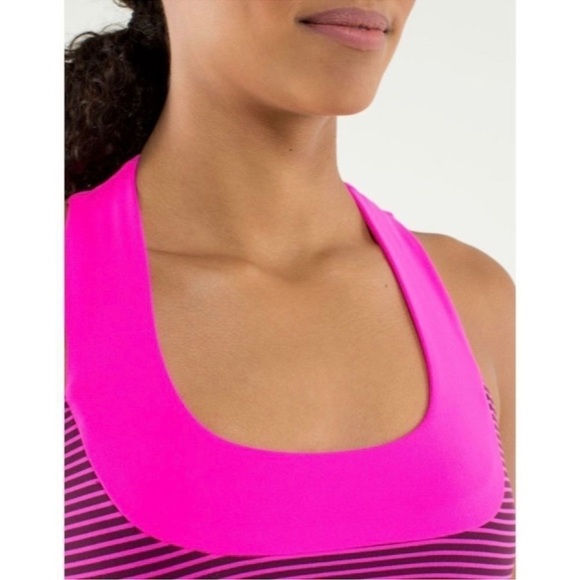 Lululemon Scoop Neck Tank in Hyper Raspberry Stripe Glo - Picture 4 of 8